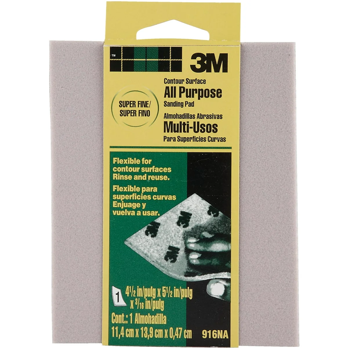 High-End 3M Contour Surface All-Purpose 4-1 2 In. x 5-1 2 In. x 3 16 In. Super Fine Sanding Sponge Consistent