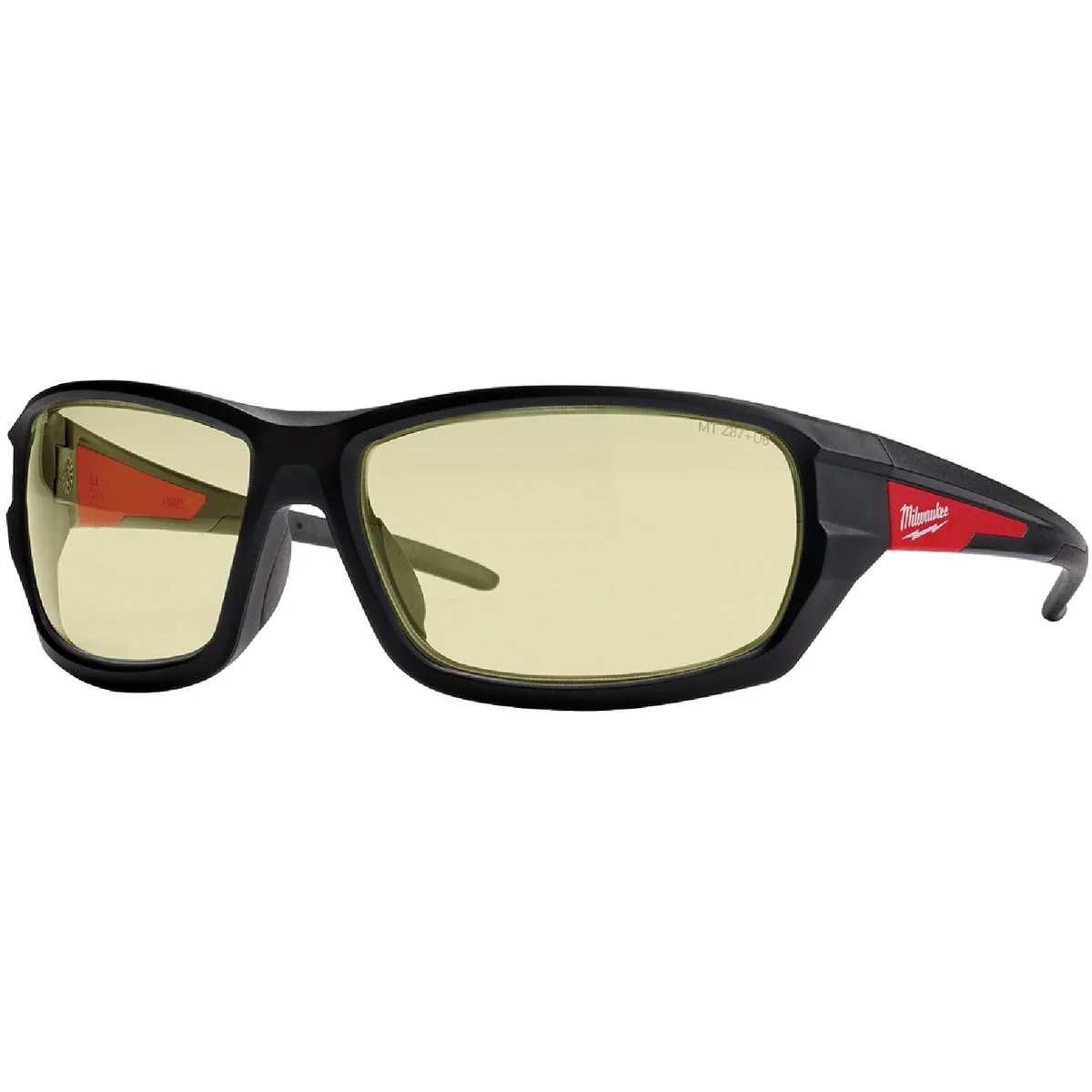 Selected Milwaukee Performance Red Black Frame Safety Glasses with Yellow Fog- Lenses Specialty