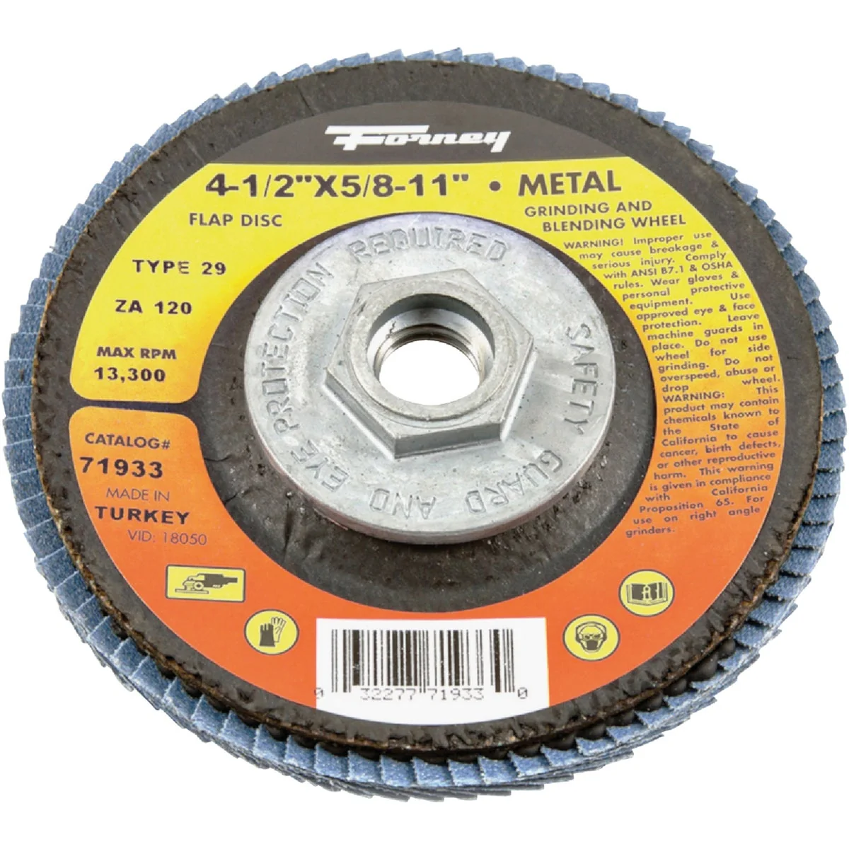 Traditional Forney 4-1 2 In. x 5 8 In.-11 120-Grit Type 29 Blue Zirconia Angle Grinder Flap Disc Recyclable
