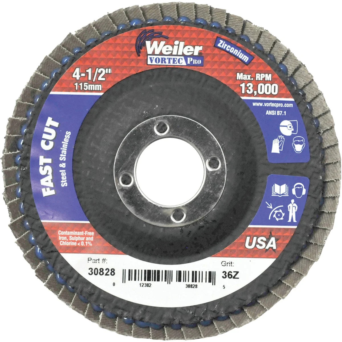 Exceptional Weiler Vortec 4-1 2 In. x 7 8 In. 36-Grit Type 29 Angle Grinder Flap Disc Modern