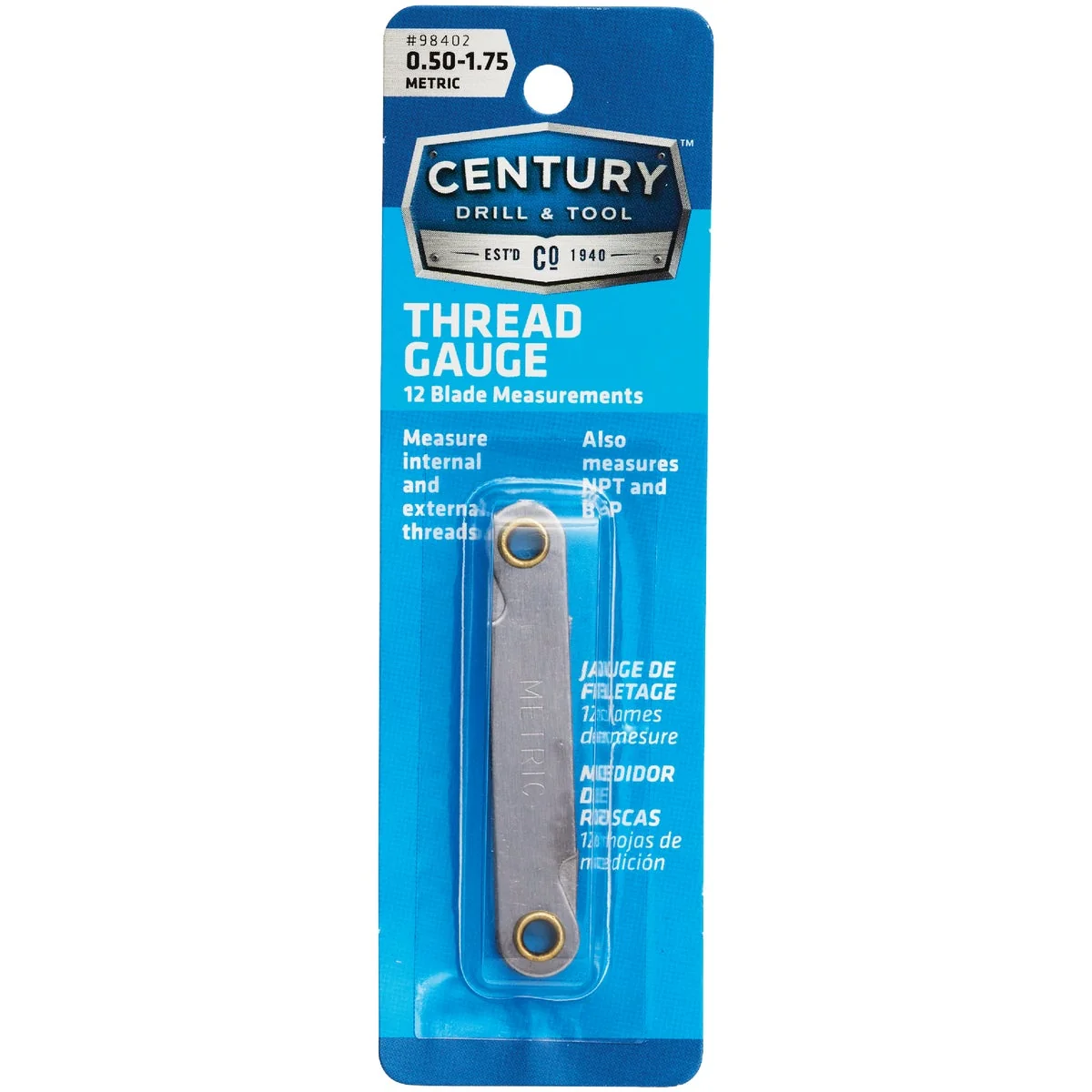 Sophisticated Century Drill Tool 0.50-1.75 NPT BSP Metric Screw Pitch Gauge Safe