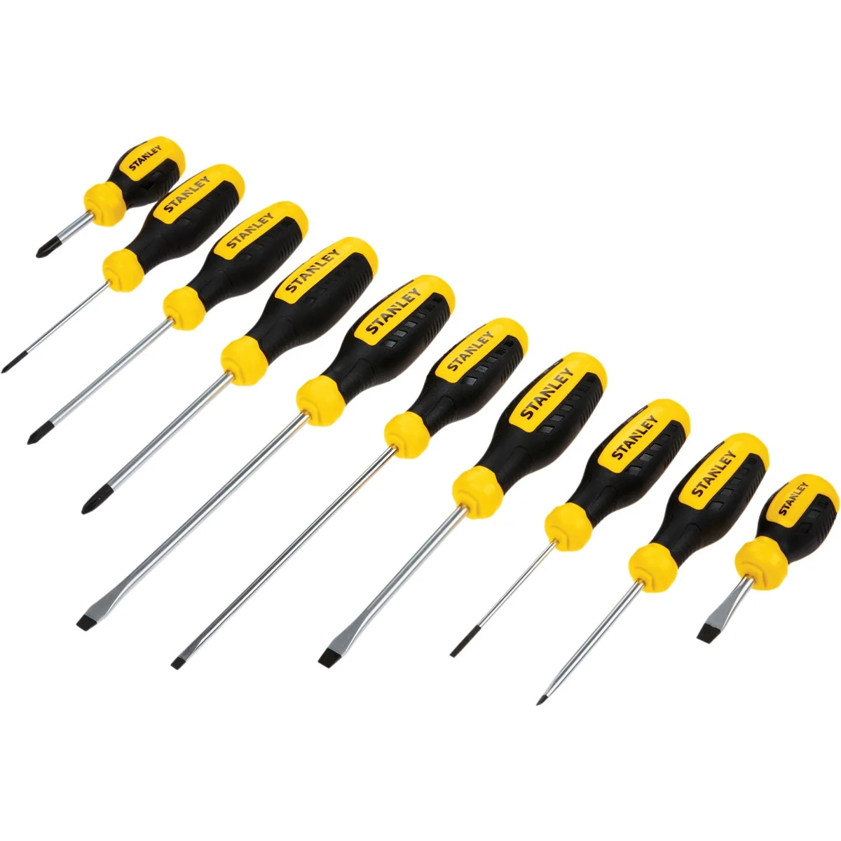 Stylish Stanley Slotted Phillips Screwdriver Set w Black Phosphate Coating 10-Piece Top-Quality