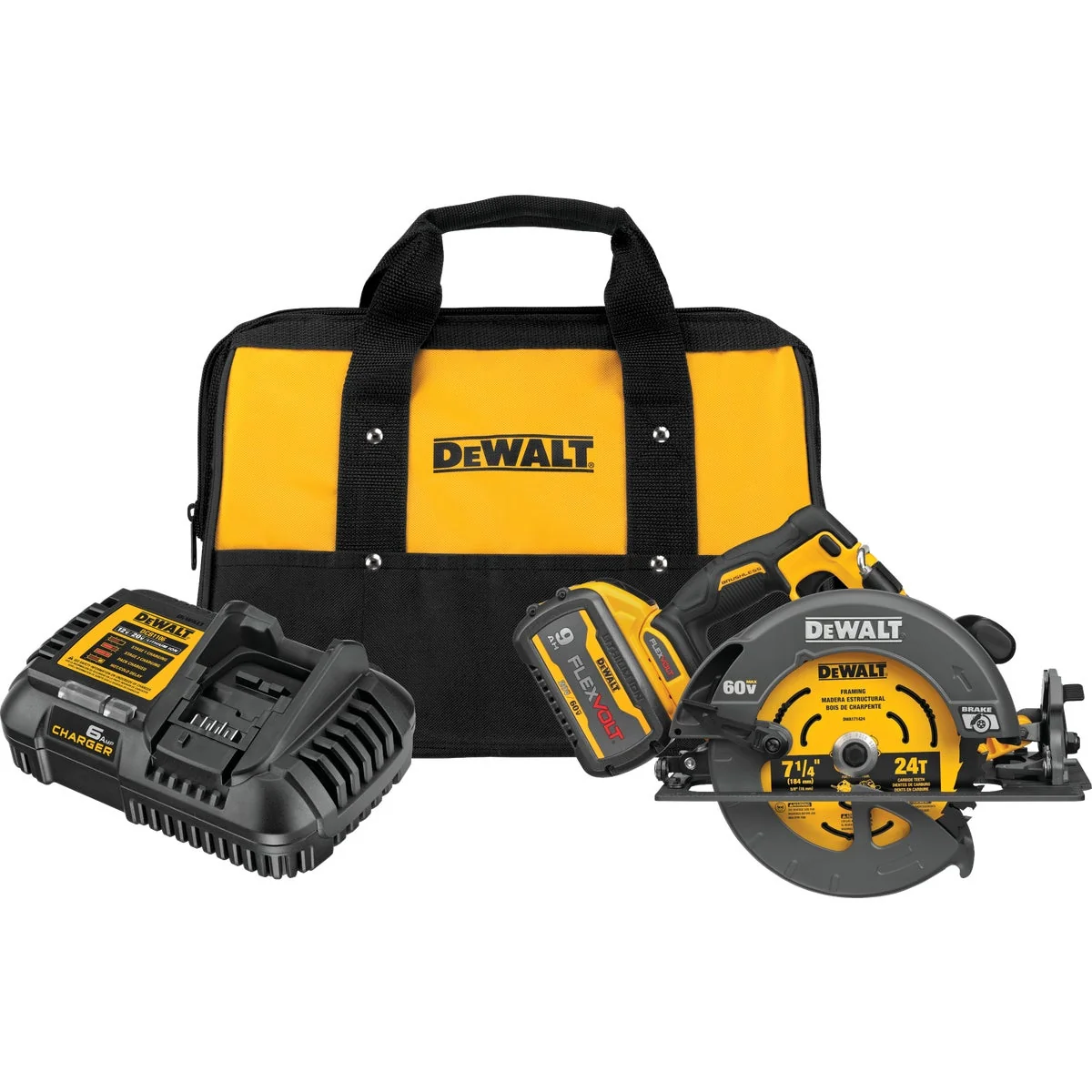Trusted DeWalt Flexvolt 60 Volt MAX Lithium-Ion Brushless 7-1 4 In. Cordless Circular Saw w Brake Kit Relaxed