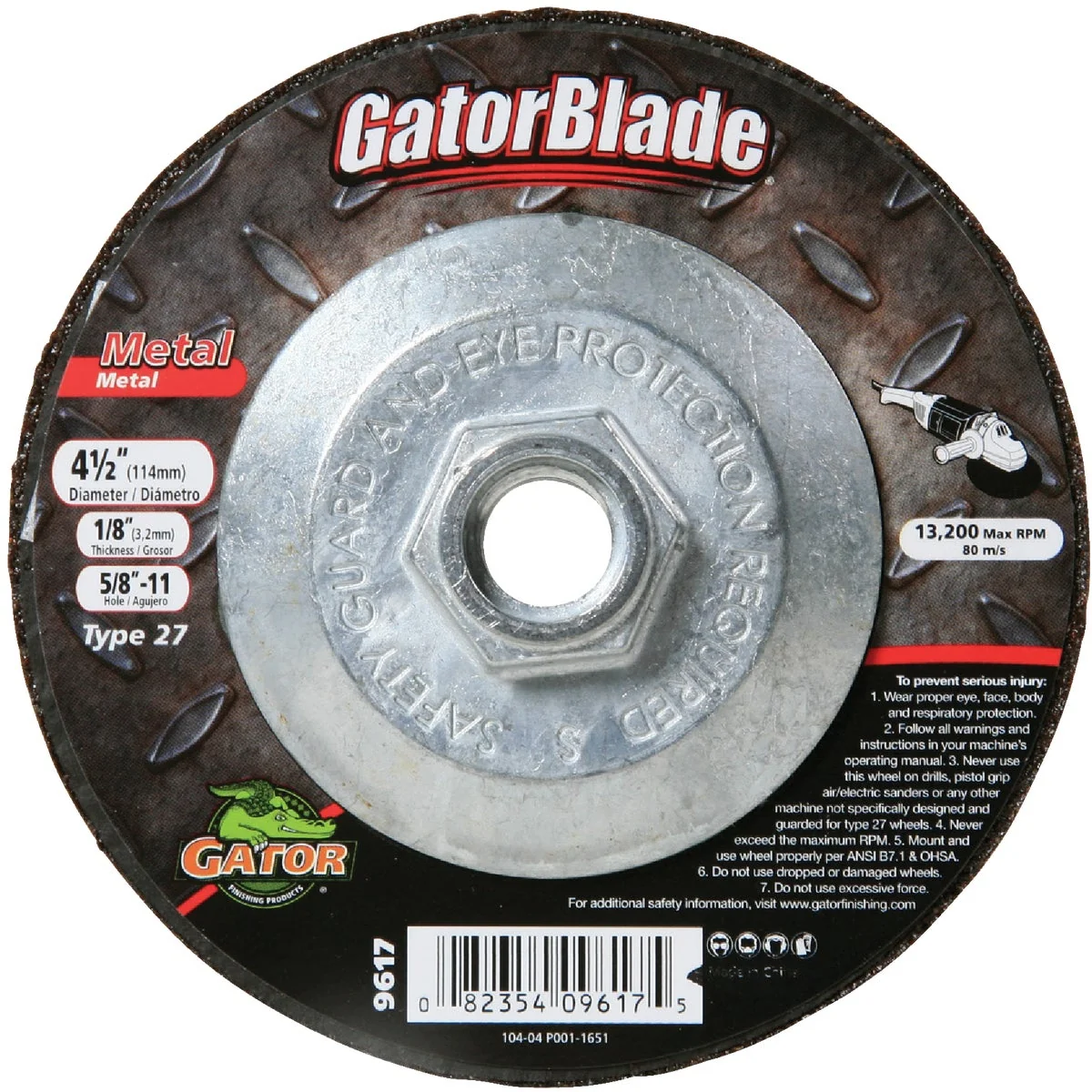 Convenient Gator Blade Type 27 4-1 2 In. x 1 8 In. x 5 8 In.-11 Metal Cut-Off Wheel Clean