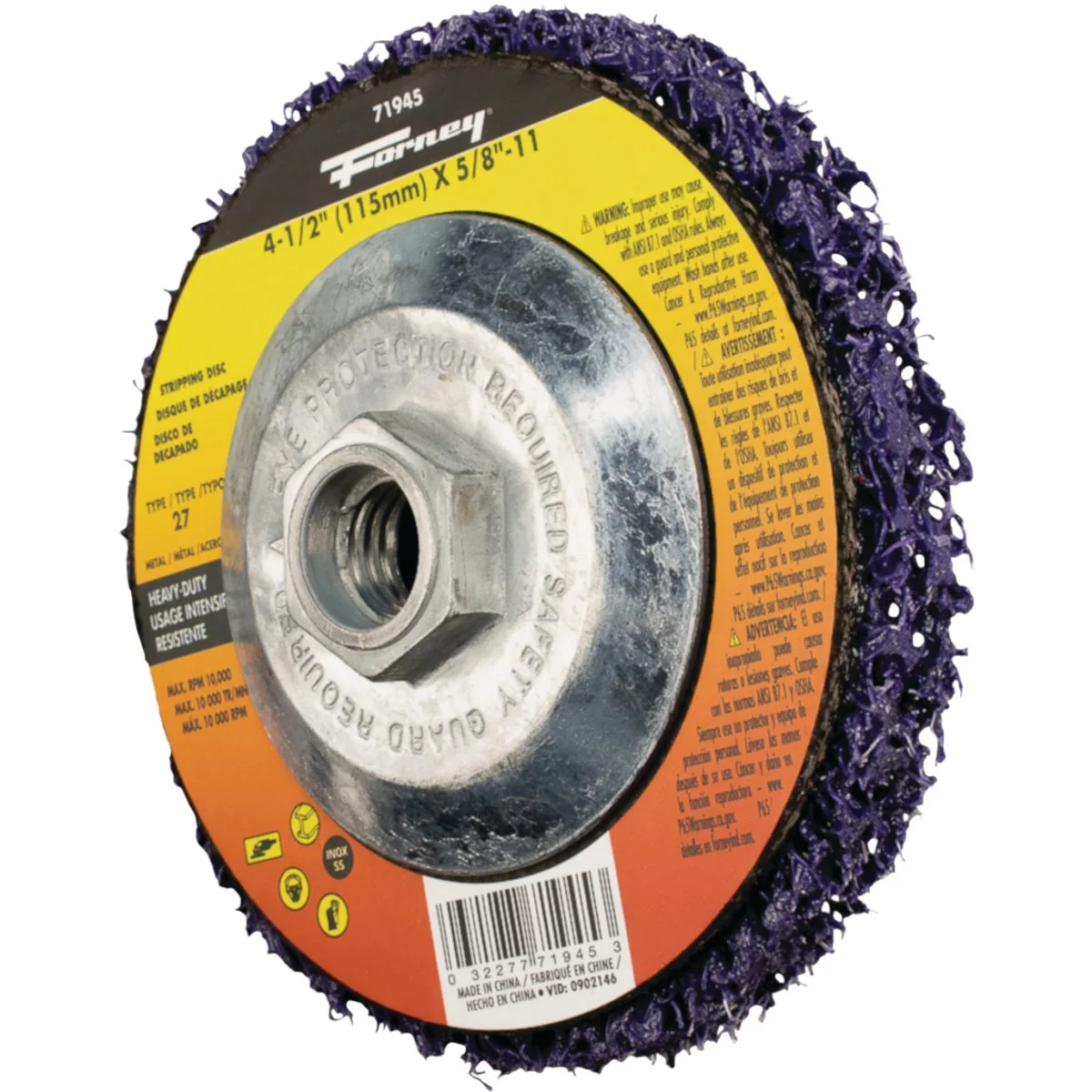 Eco-Friendly Forney Type 27 4-1 2 In. x 5 8 In. Heavy-Duty Strip Finish Angle Grinder Stripping Disc Proven