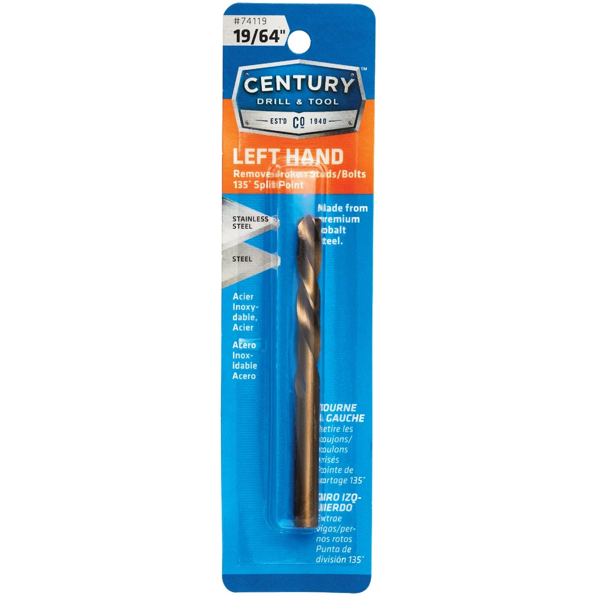 Practical Century Drill Tool 19 64 In. Cobalt Steel Left Hand Drill Bit Effective