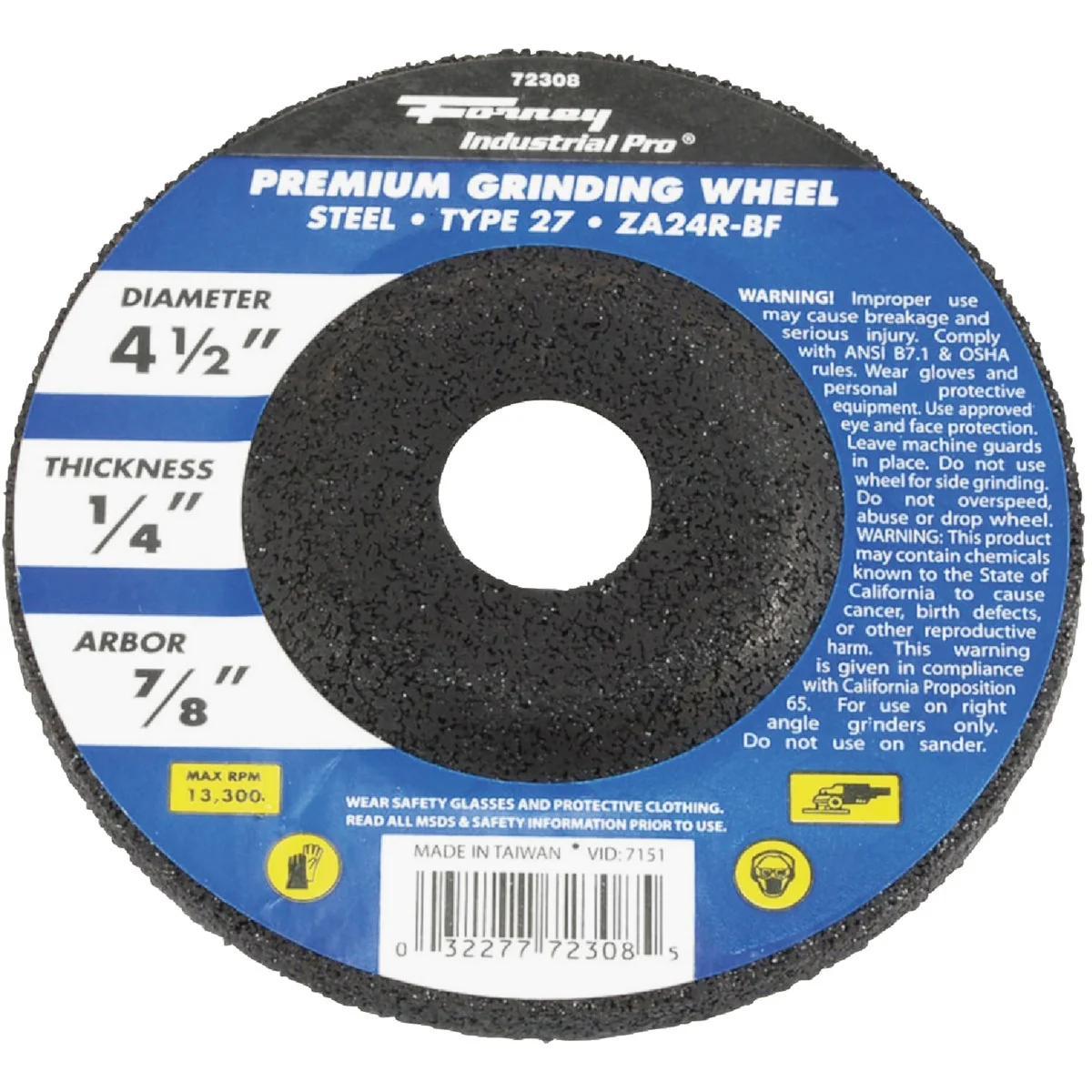 Crafted Forney Industrial Pro Type 27 4-1 2 In. x 1 4 In. x 7 8 In. Steel Premium Grinding Cut-Off Wheel Natural