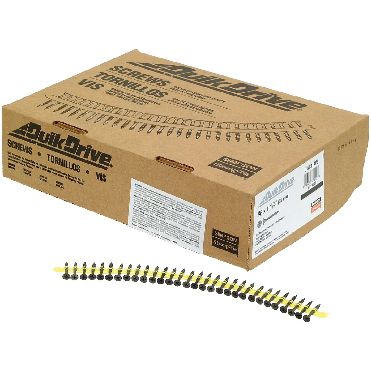 Flexible Quik Drive 6 x 1-1 4 In. Phillips Bugle Head Collated Drywall Screw Phospate Finish 2500 Ct. Durable