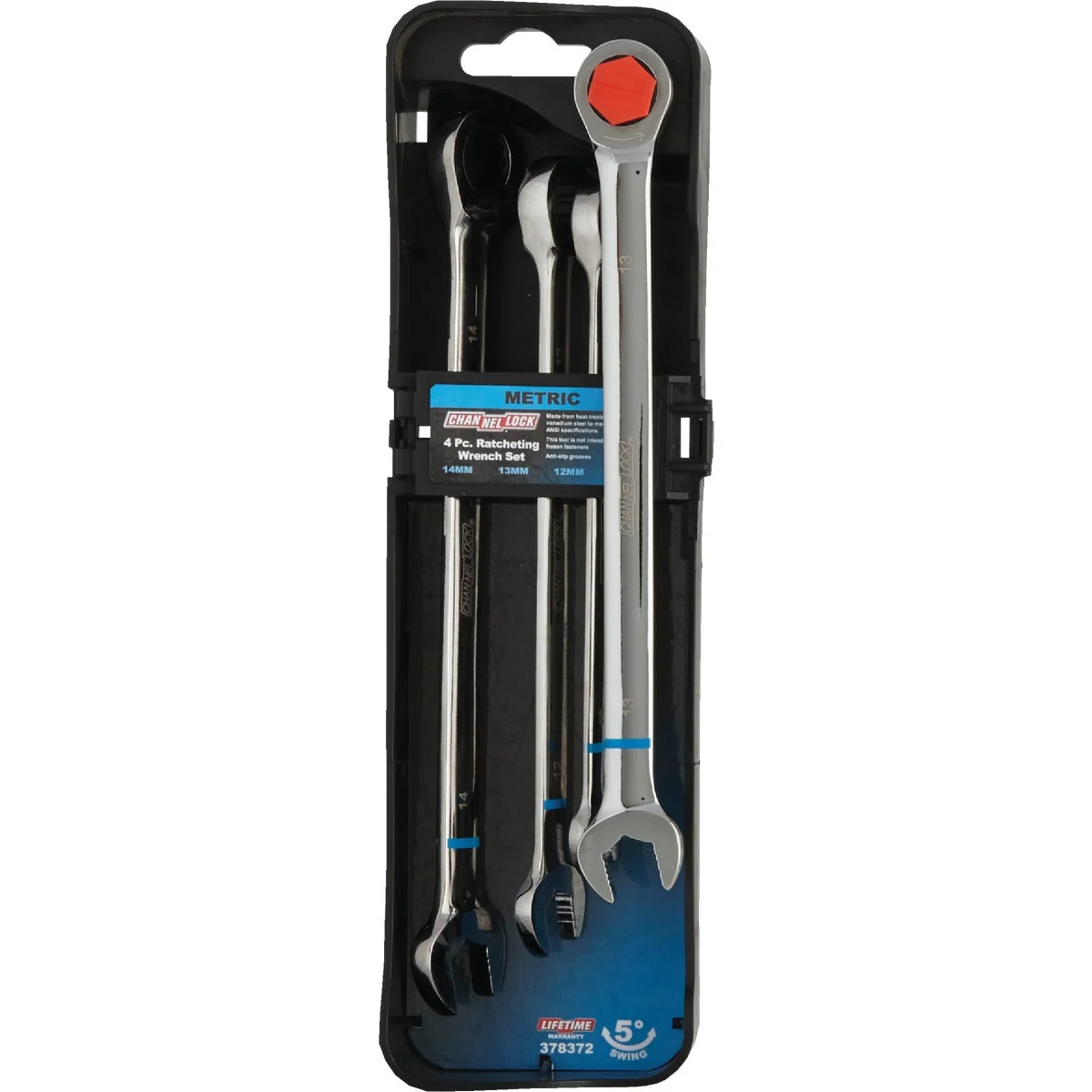 Functional Channellock Metric 12-Point Ratcheting Combination Wrench Set 4-Piece Breathable