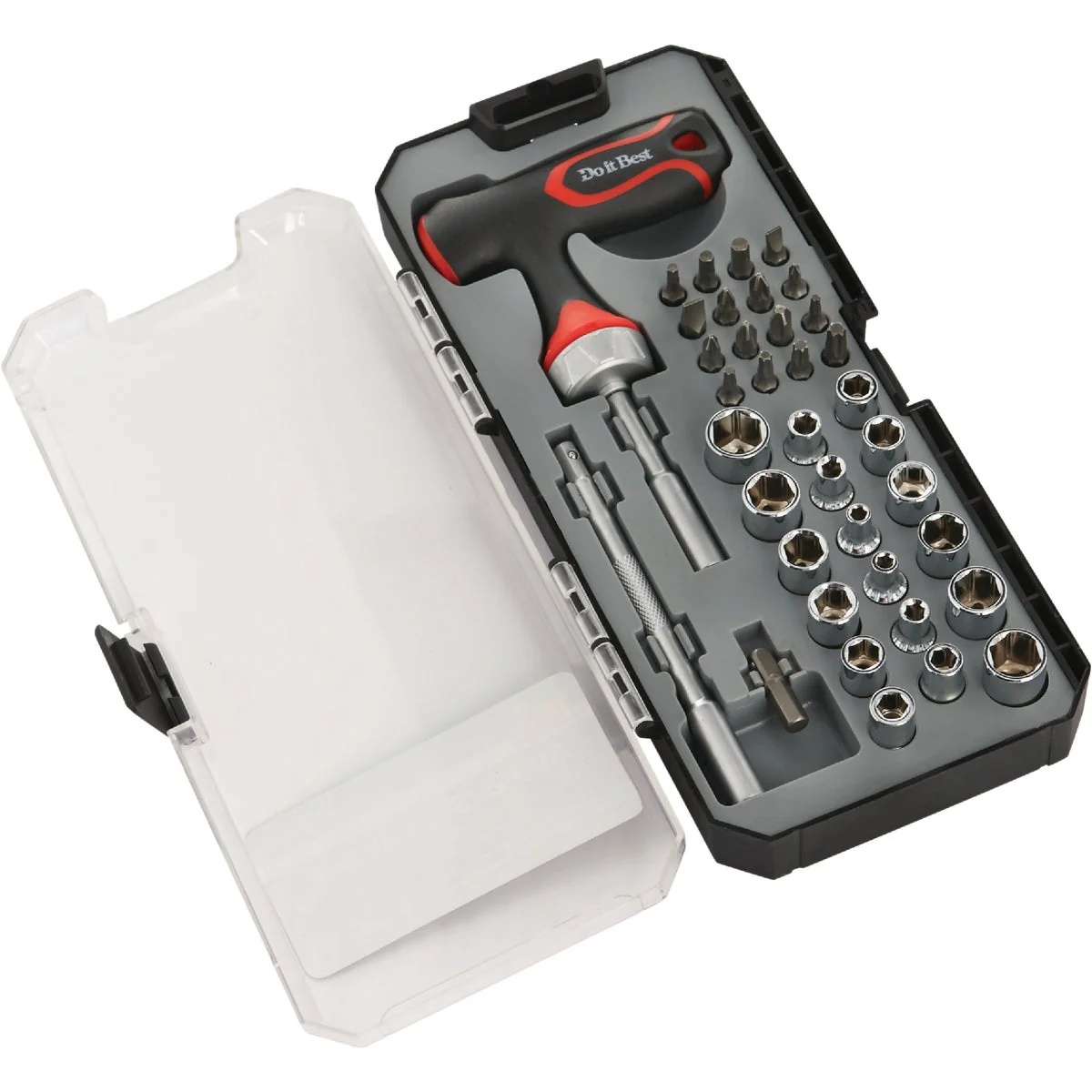 Organic Do it Standard Metric 1 4 In. Drive 6-Point Shallow Socket Set 39-Piece Modern