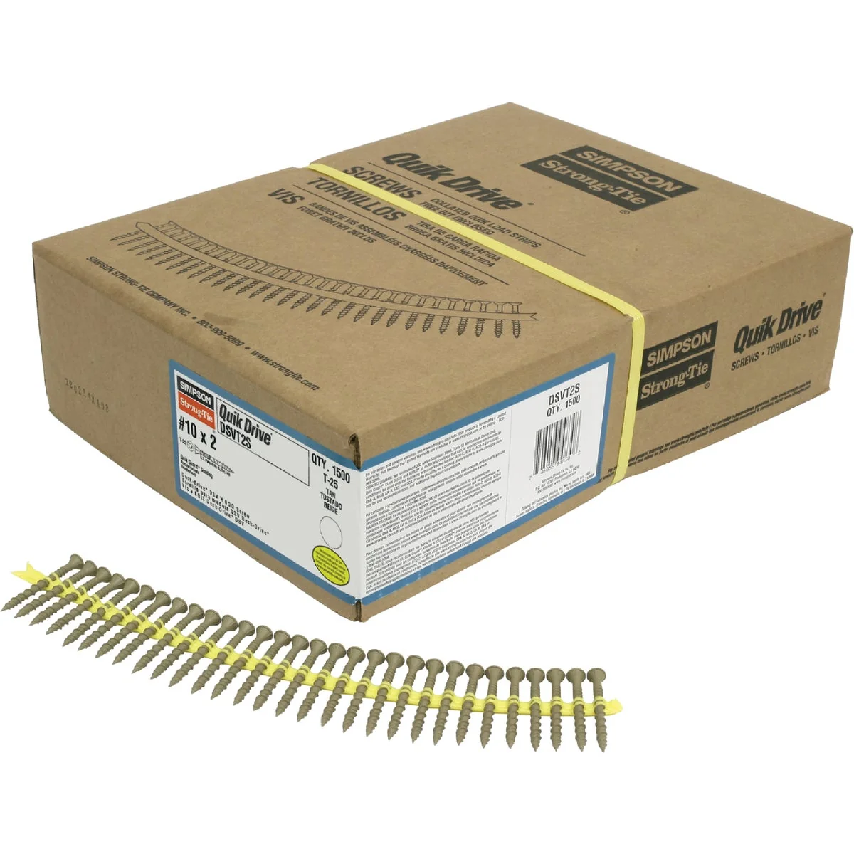 Solid Quik Drive Deck-Drive 10 x 2 In. T-25 6-Lobe DSV Collated Deck Screw Quik Guard Finish 1500 Ct. Safe