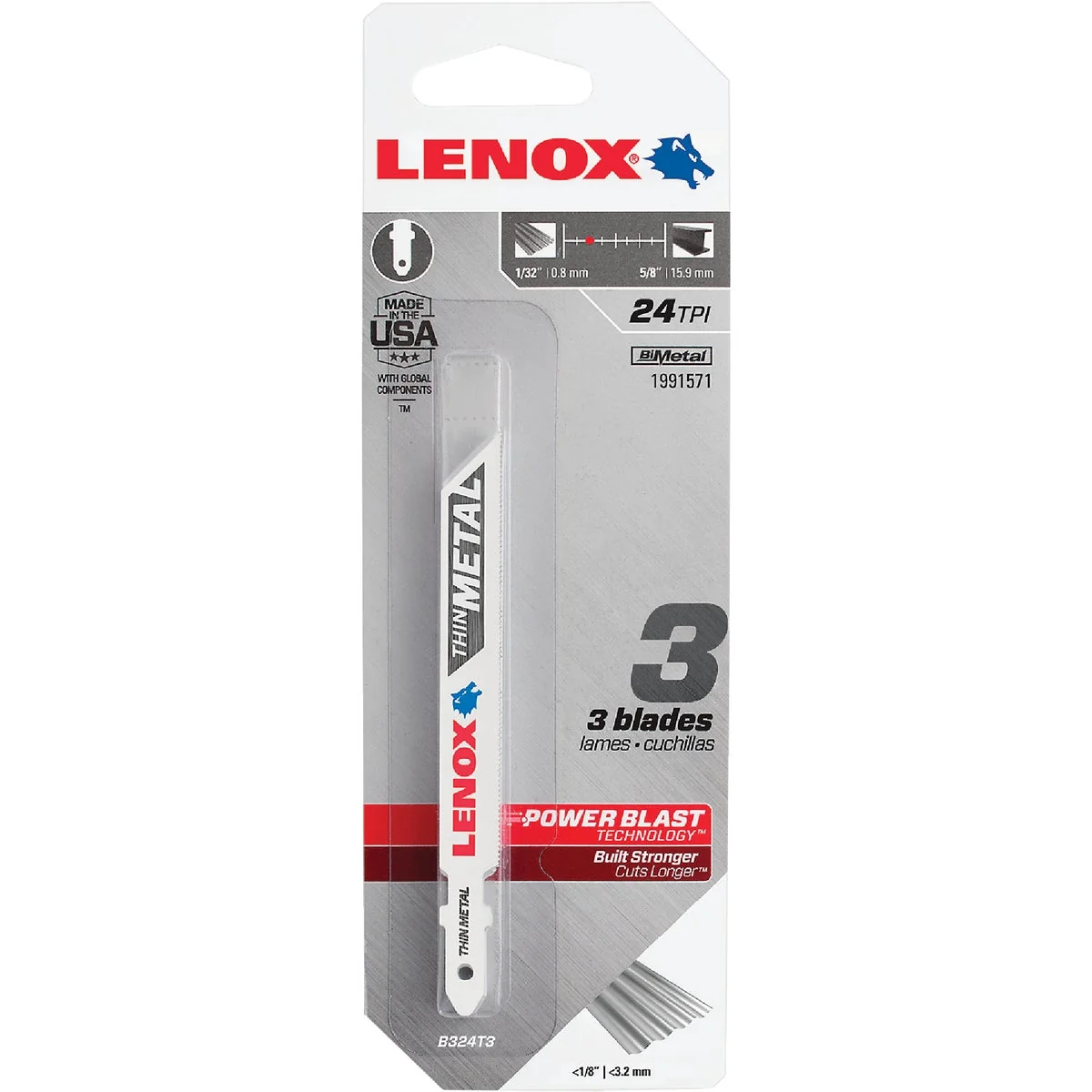 Refined Lenox T-Shank 3-5 8 In. x 24 TPI Bi-Metal Jig Saw Blade Thin Metal Less than 1 8 In. 3-Pack High-End