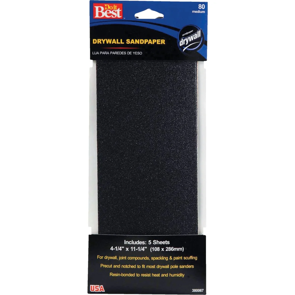 Certified Do it 80 Grit 4-1 4 In. x 11-1 4 In. Drywall Sandpaper 5-Pack Fine