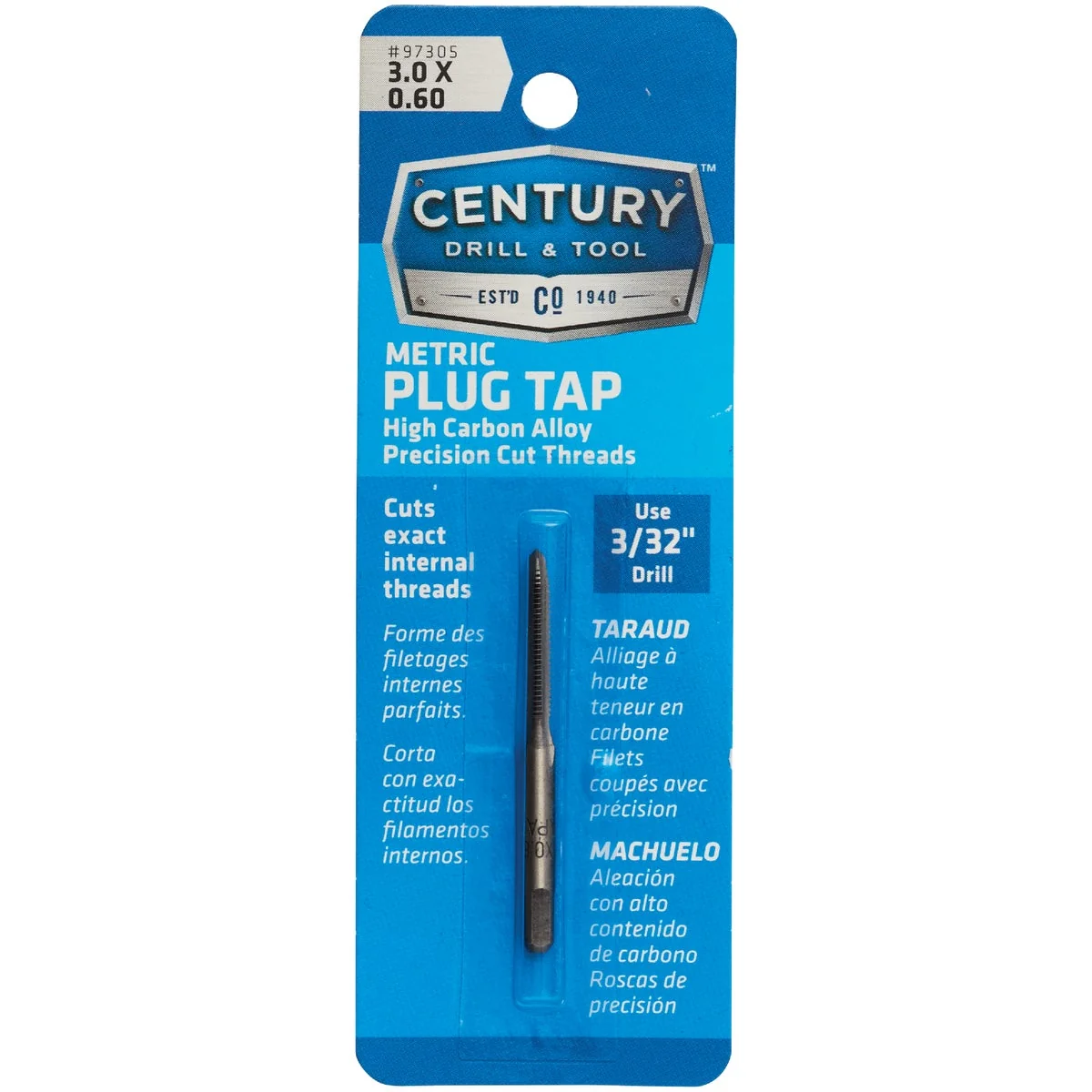 Detailed Century Drill Tool 3.0x0.60 Carbon Steel Metric Tap Relaxed