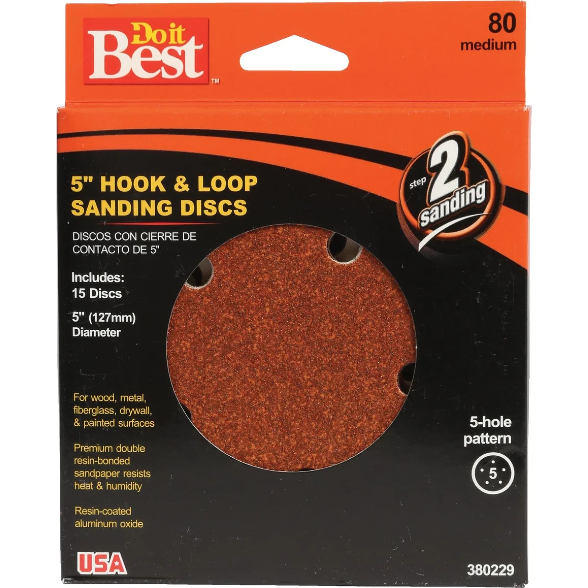 Classic Do it 5 In. 80-Grit 5-Hole Pattern Vented Sanding Disc with Hook Loop Backing 15-Pack Effective