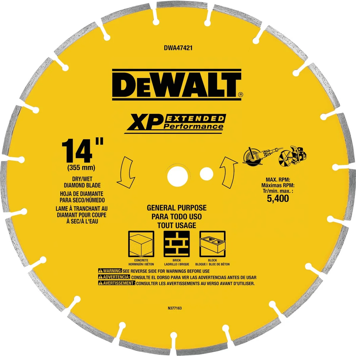 Fine Crafted DeWalt Extended Performance 14 In. Segmented Rim Dry Wet Cut Diamond Blade Sophisticated