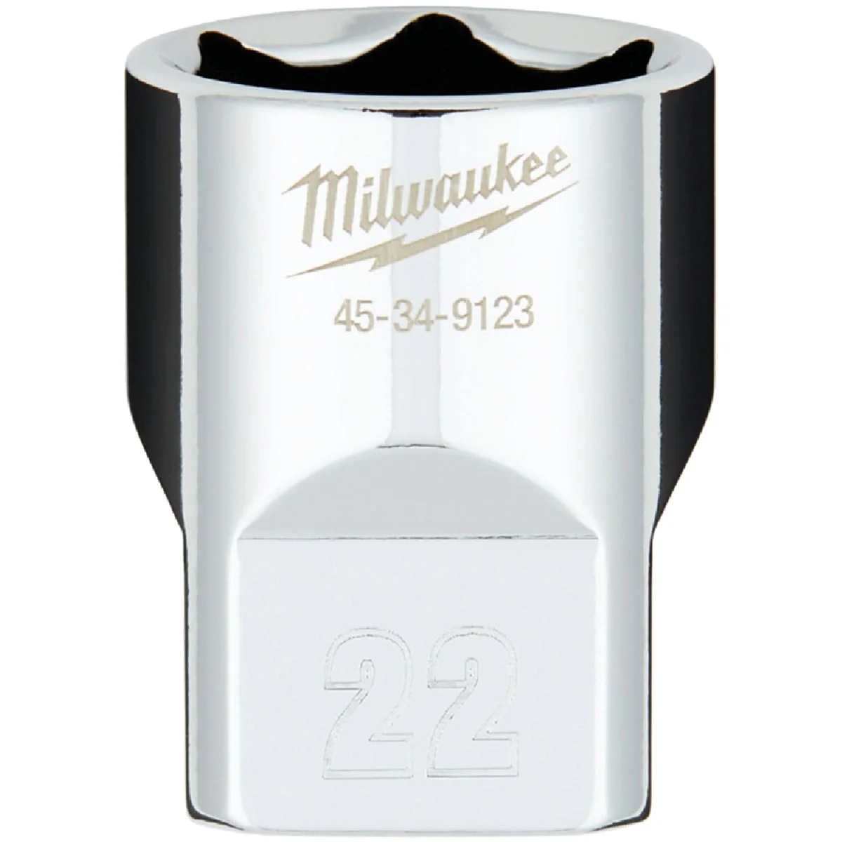 High-Grade Milwaukee 1 2 In. Drive 22 mm 6-Point Shallow Metric Socket with FOUR FLAT Sides Comfortable