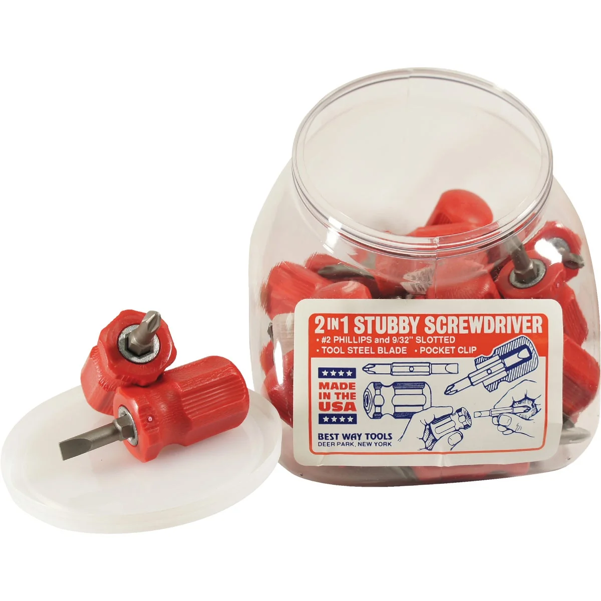 Recyclable Way Tools 2-in-1 Stubby Multi-Bit Screwdriver 24pc disp Safe