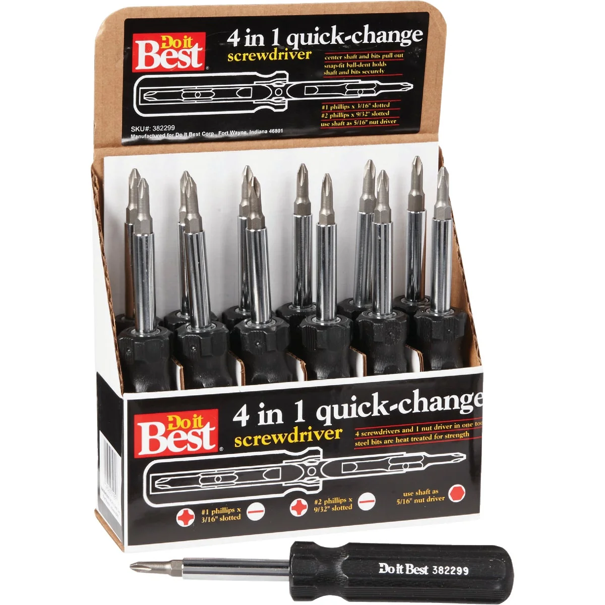 Functional Do it 4-in-1 Multi-Bit Screwdriver Display Recyclable