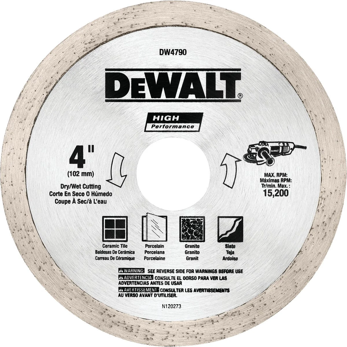 Crafted DeWalt High Performance 4 In. Continuous Rim Dry Wet Tile Diamond Blade High-Grade