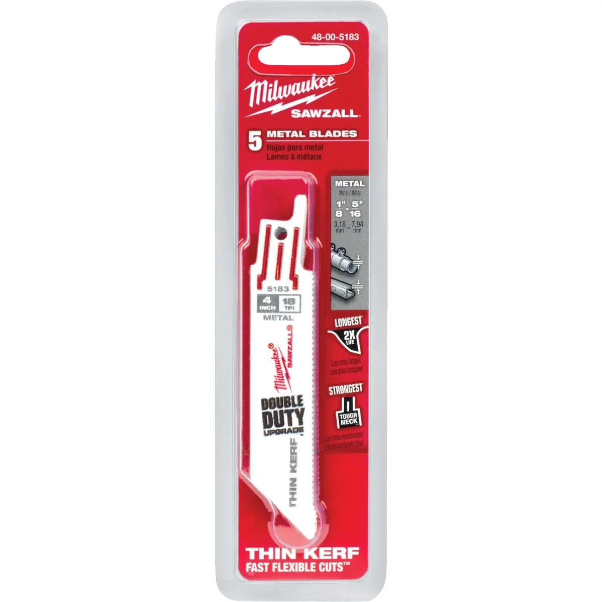 User-Friendly Milwaukee Sawzall 4 In. 18 TPI Metal Reciprocating Saw Blade 5-Pack Original Design