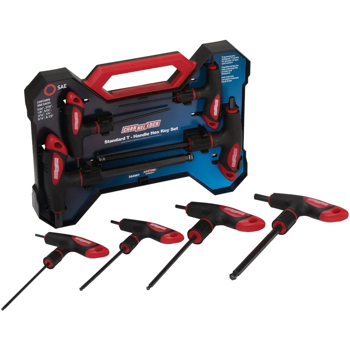 Functional Channellock Standard T-Handle Ball-End Hex Key Set 8-Piece Modern