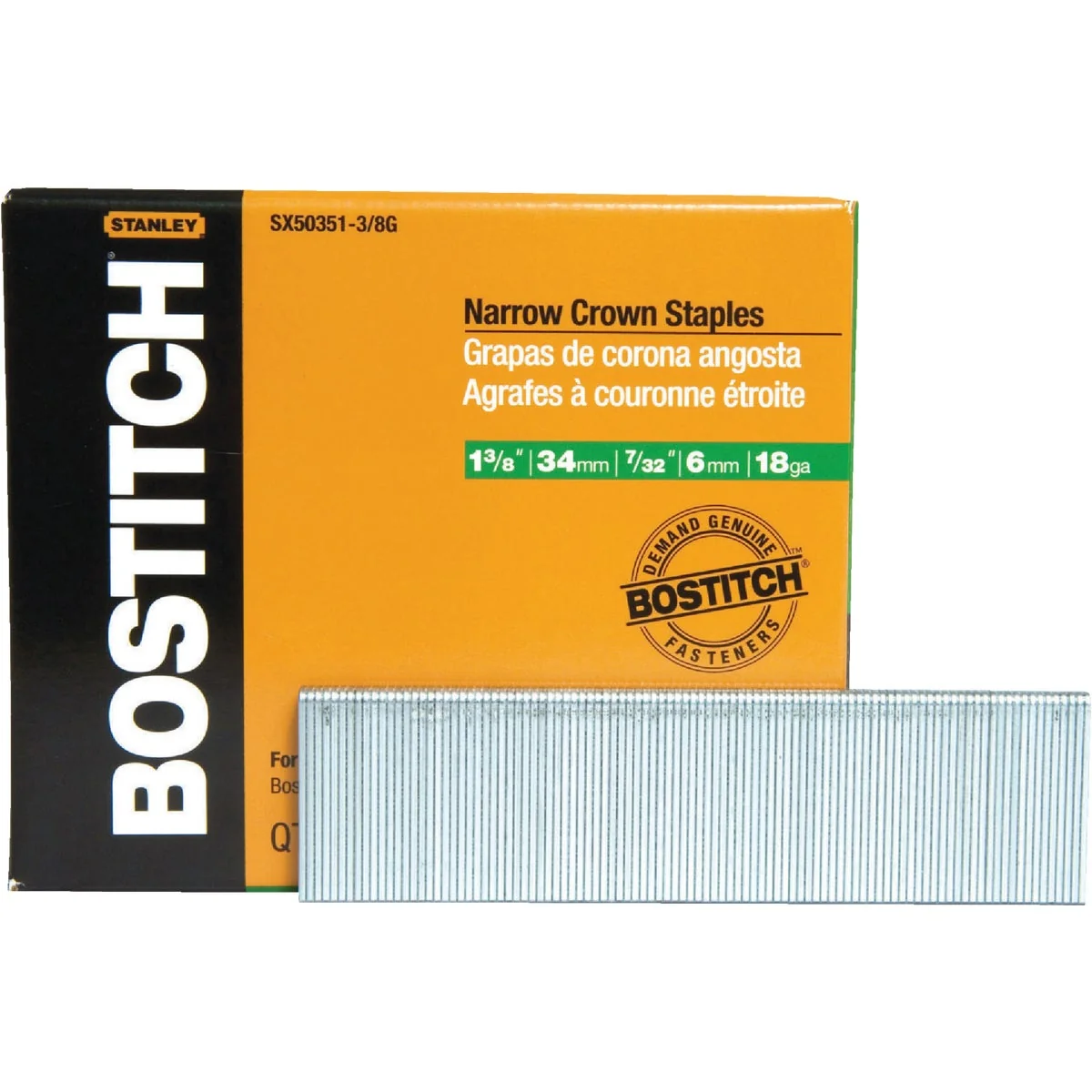 World-Class Bostitch 18-Gauge Galvanized Narrow Crown Finish Staple 7 32 In. x 1-3 8 In. 3000 Ct. Fashionable