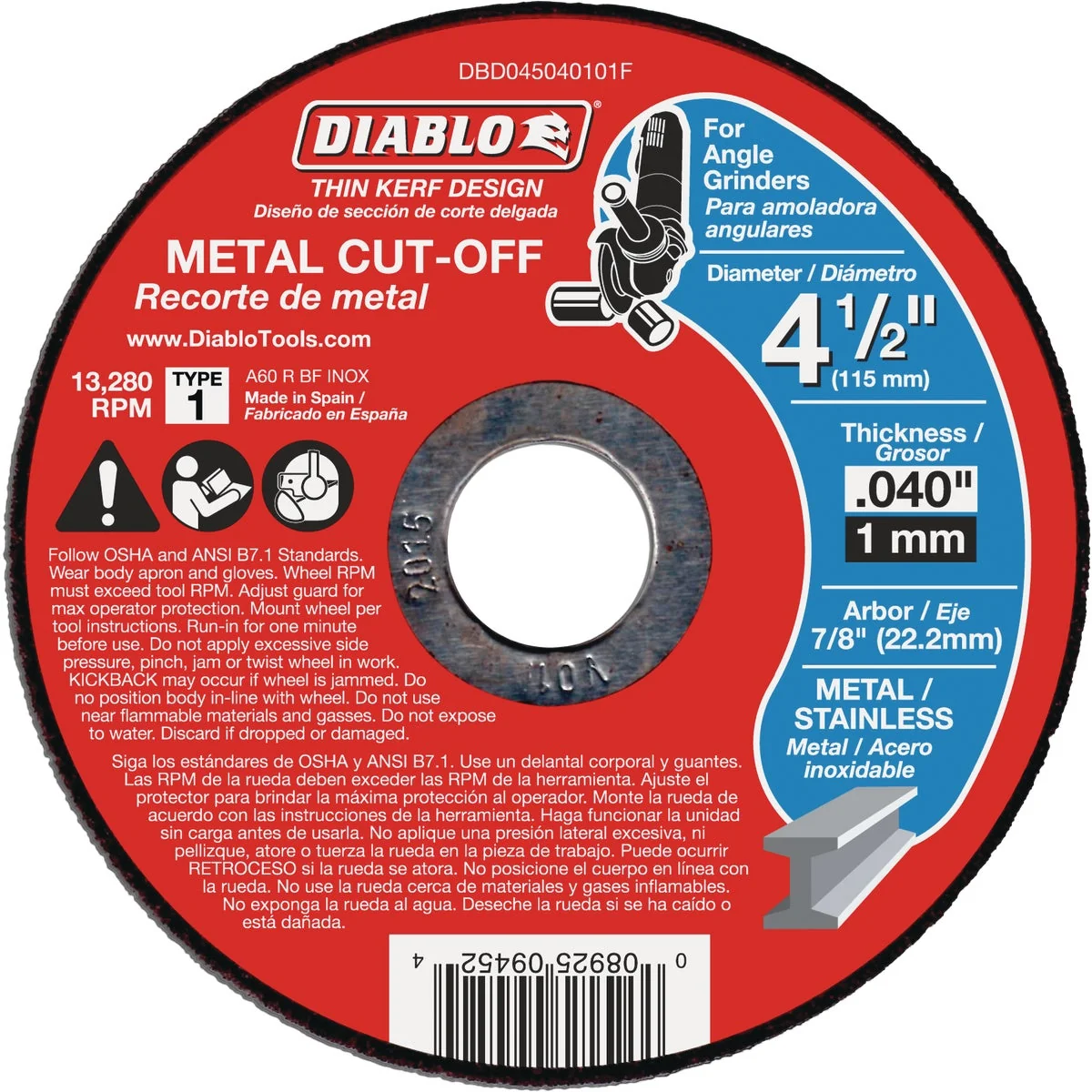 Practical Diablo Type 1 4-1 2 In. x 0.040 In. x 7 8 In. Metal Cut-Off Wheel 15-Pack Innovative