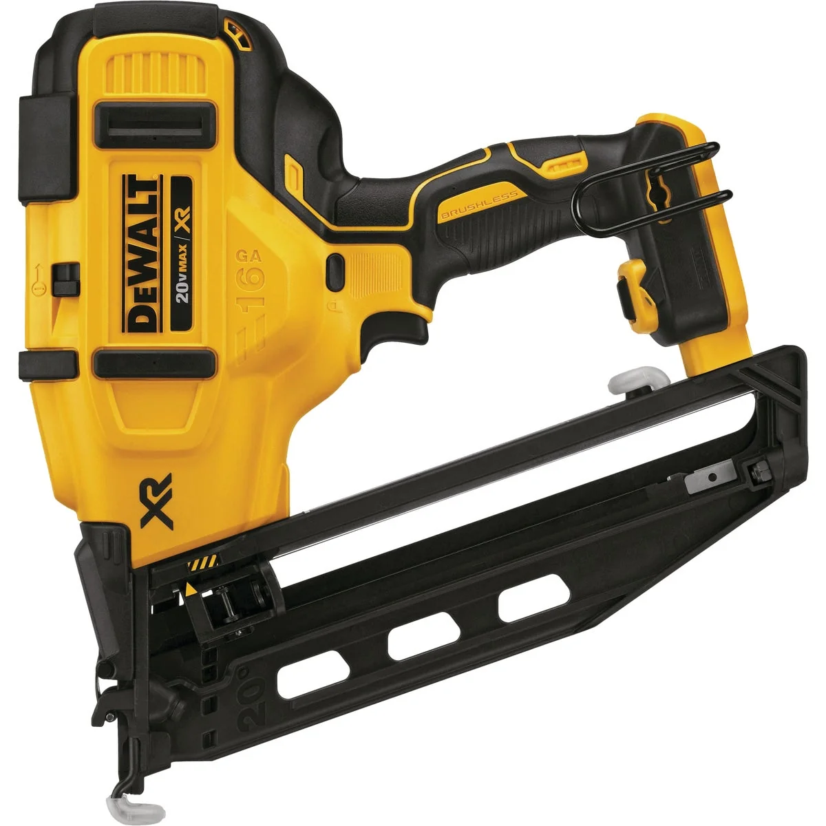Detailed DeWalt 20V MAX XR 16 Ga. Angled Finish Nailer Bare Tool Exclusive