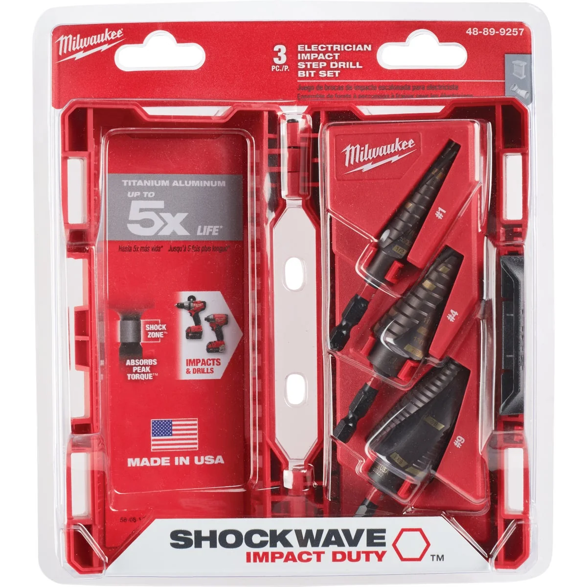Refined Milwaukee Shockwave Impact Duty 3-Piece Titanium Step Drill Bit Set 1 4 9 High-Grade