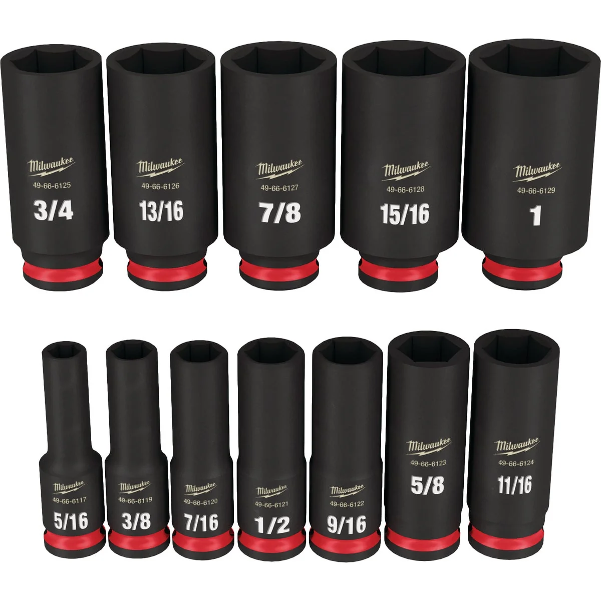 Superior Milwaukee SHOCKWAVE Standard 3 8 In. Drive 6-Point Deep Impact Driver Set 12-Piece Sophisticated