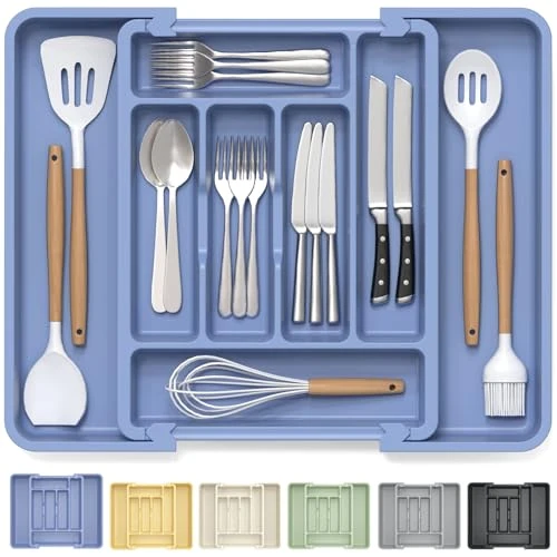 Premium Large Silverware Organizer Tray for Kitchen Drawer Utensils Thicker Clean