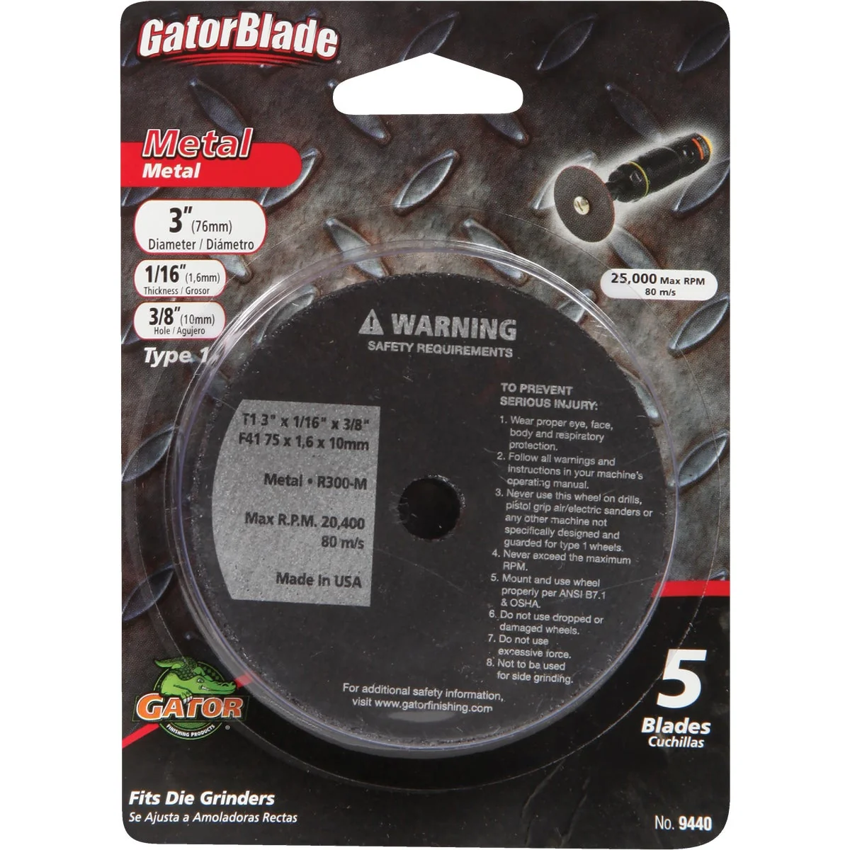 Next-Generation Gator Blade Type 1 3 In. x 1 16 In. x 3 8 In. Metal Cut-Off Wheel 5-Pack Stylish