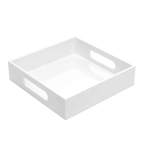 Casual White Sturdy Acrylic Tray with Handles Enhanced