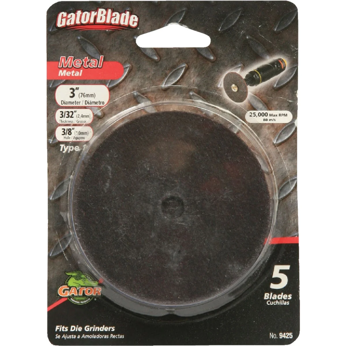 Casual Gator Blade Type 1 3 In. x 3 32 In. x 3 8 In. Metal Cut-Off Wheel 5-Pack Reusable