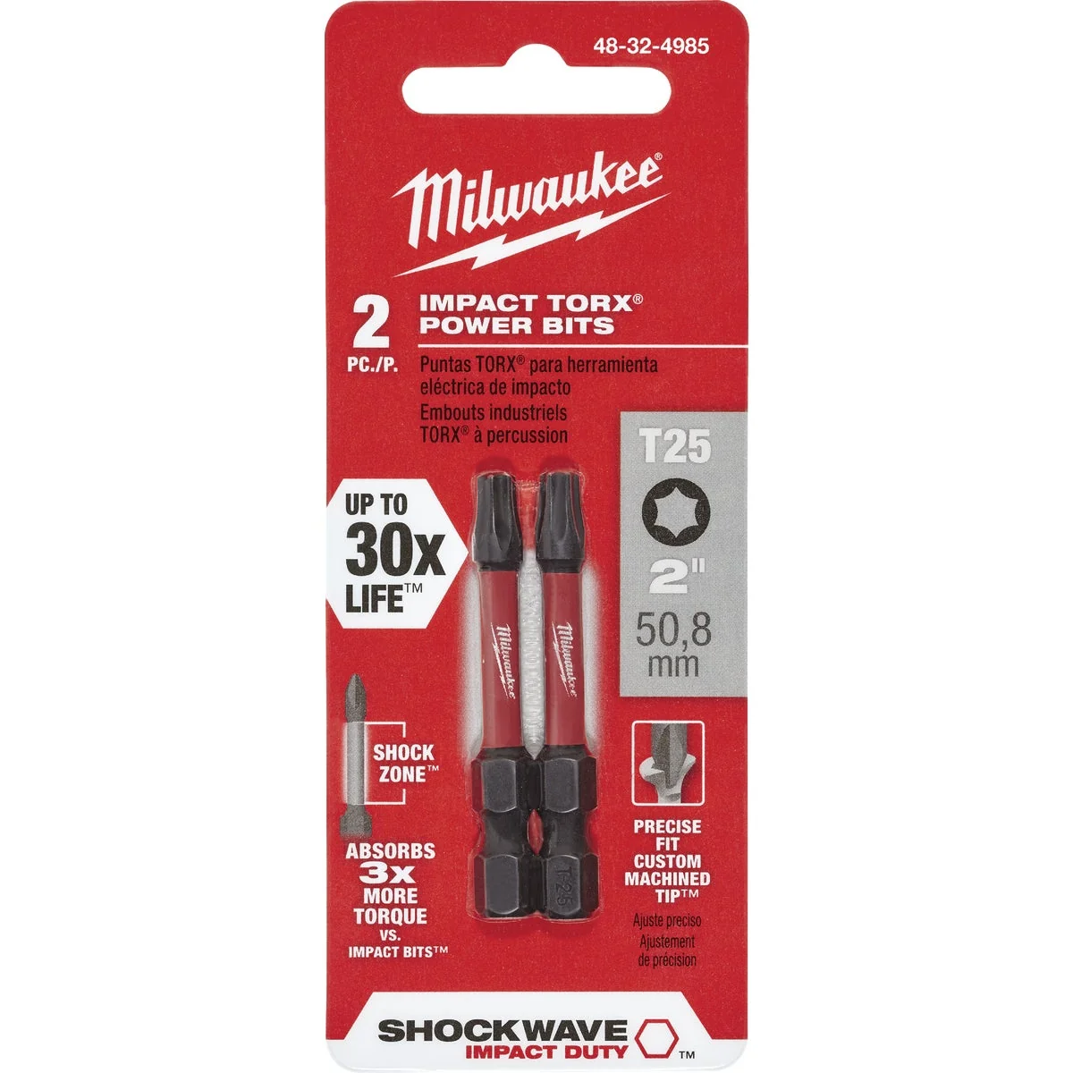 Professional Milwaukee Shockwave T25 TORX 2 In. Power Impact Screwdriver Bit 2-Pack Exceptional