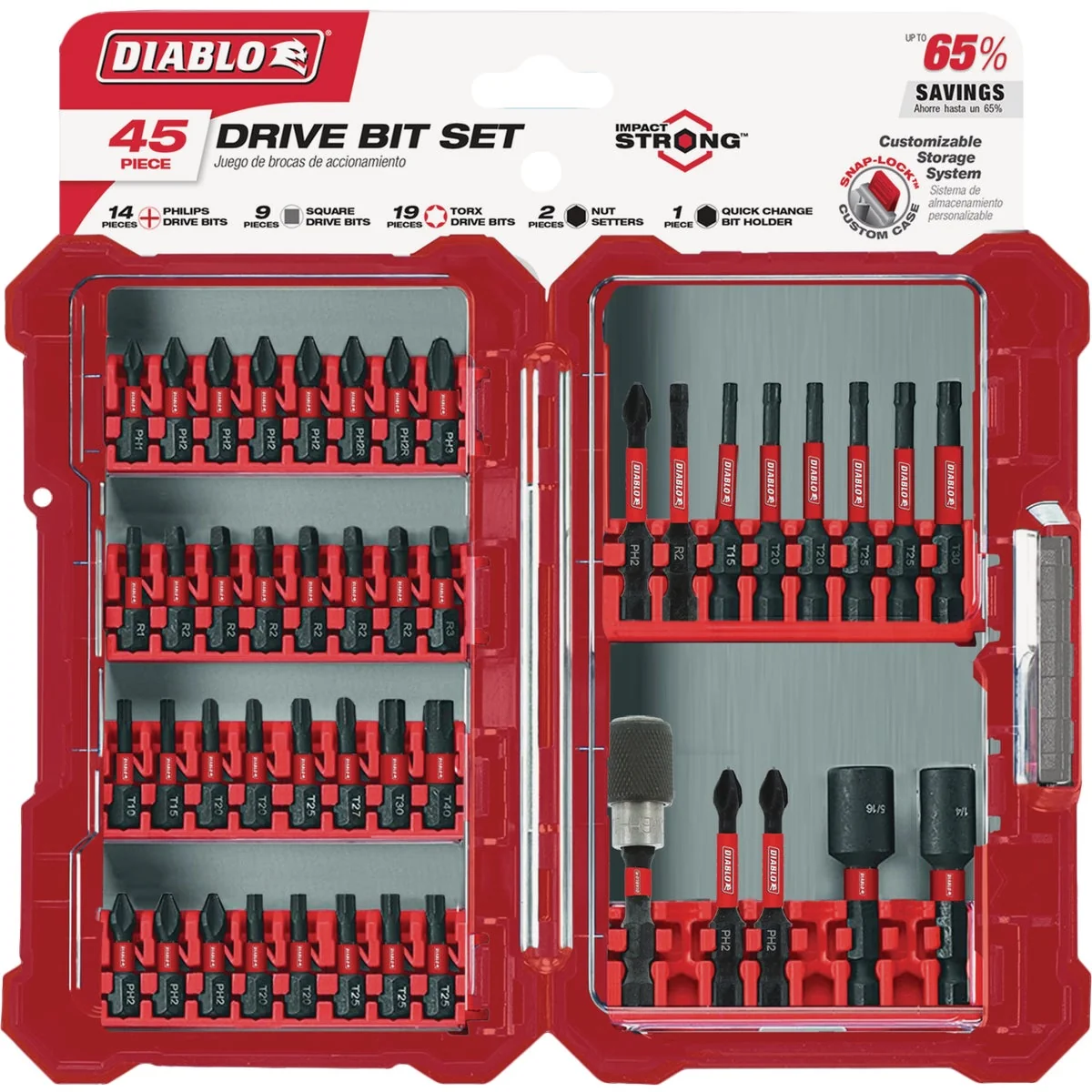 Classic Diablo 45-Piece Impact Screwdriver Bit Set Durable