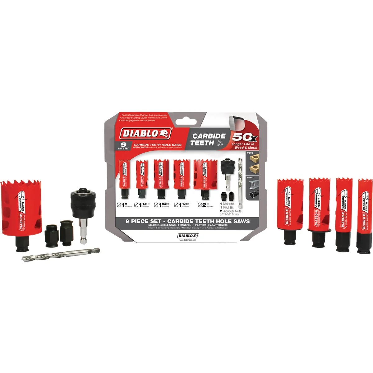 Pure Diablo Carbide-Tipped Hole Saw Set 9-Piece Practical
