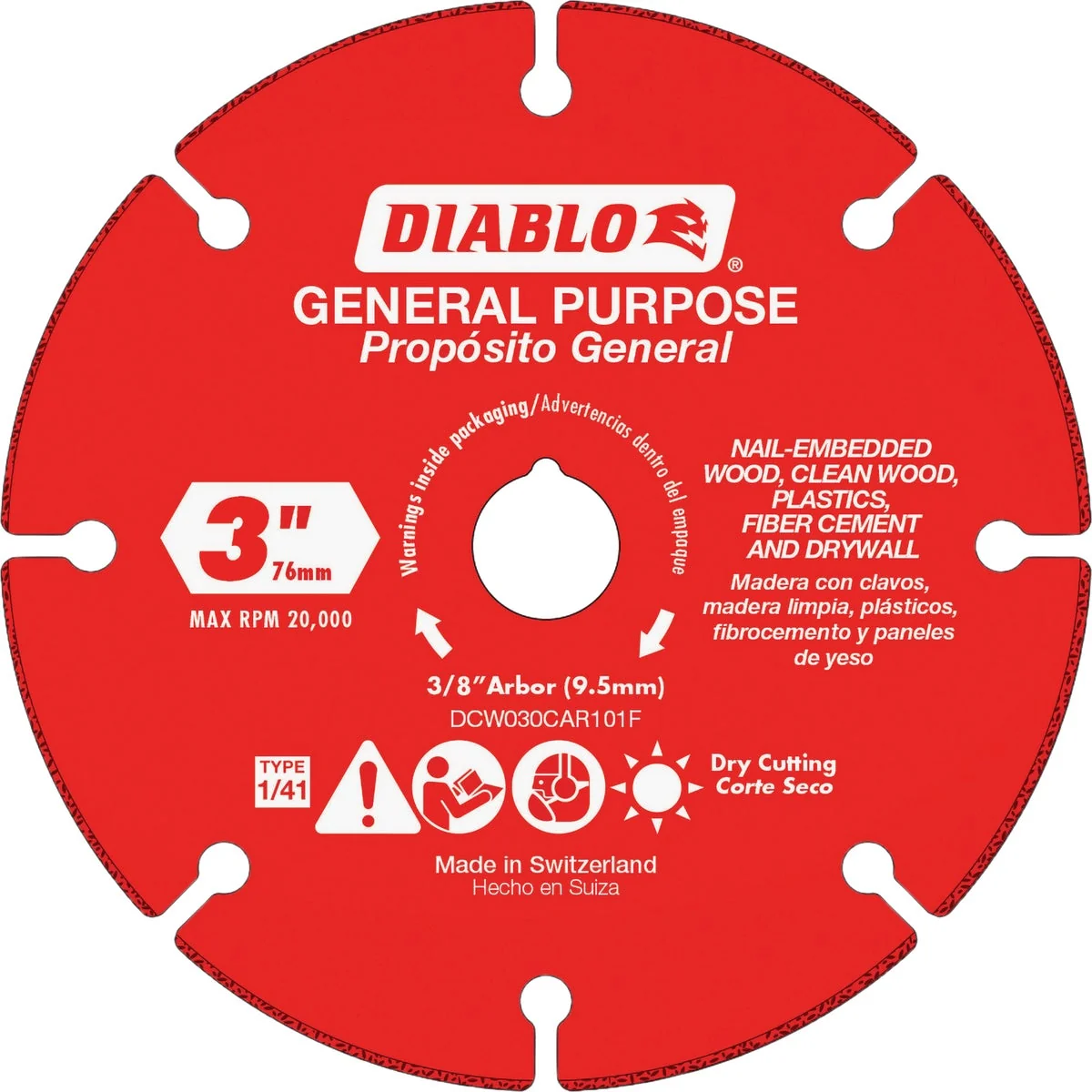 World-Class Diablo 3 In. Carbide Grit Cut-Off Wheel for Multi-Materials Comfortable