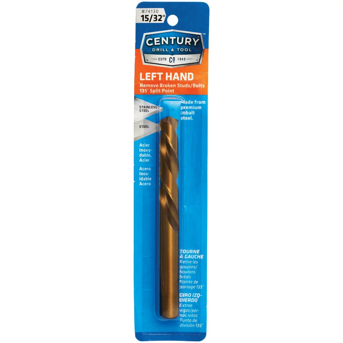 Easy-to-Use Century Drill Tool 15 32 In. Cobalt Steel Left Hand Drill Bit Authentic