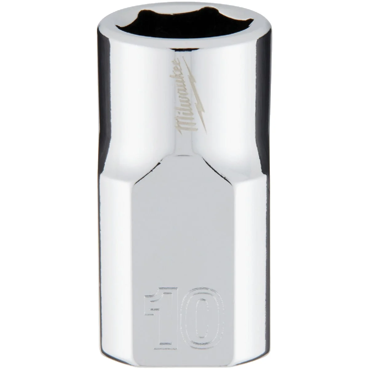 Natural Milwaukee 3 8 In. Drive 10 mm 6-Point Shallow Metric Socket with FOUR FLAT Sides High-Quality