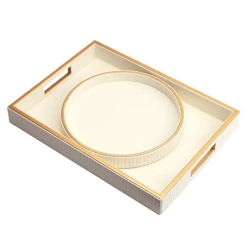 User-Friendly Leather Tray Desktop Storage Organizer 2 Count Smart