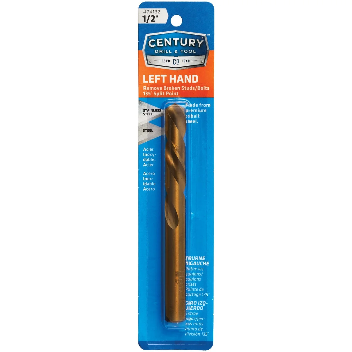 Flexible Century Drill Tool 1 2 In. Cobalt Steel Left Hand Drill Bit High-Grade