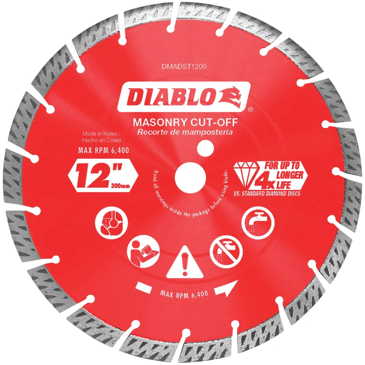 Detailed Diablo 12 In. Segmented Turbo Rim Dry Wet Diamond Blade Efficient