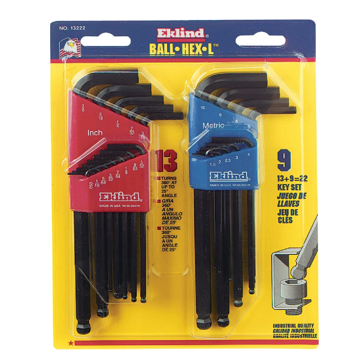 Innovative Eklind Standard and Metric Ball-End Hex Key Wrench Set 22-Piece Exclusive