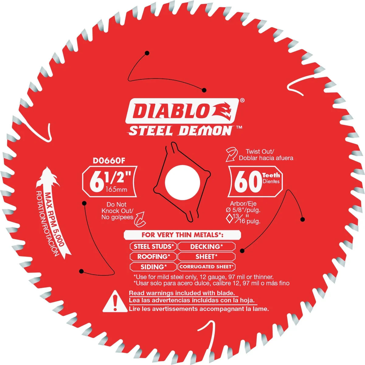 High-End Diablo Steel Demon 6-1 2 in. 60-Tooth Very Thin Mild Steels Circular Saw Blade Artisan
