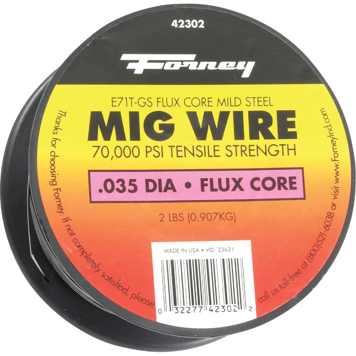 Professional Forney E71T-GS 0.035 In. Flux Core Mild Steel Mig Wire 2 Lb. Refined