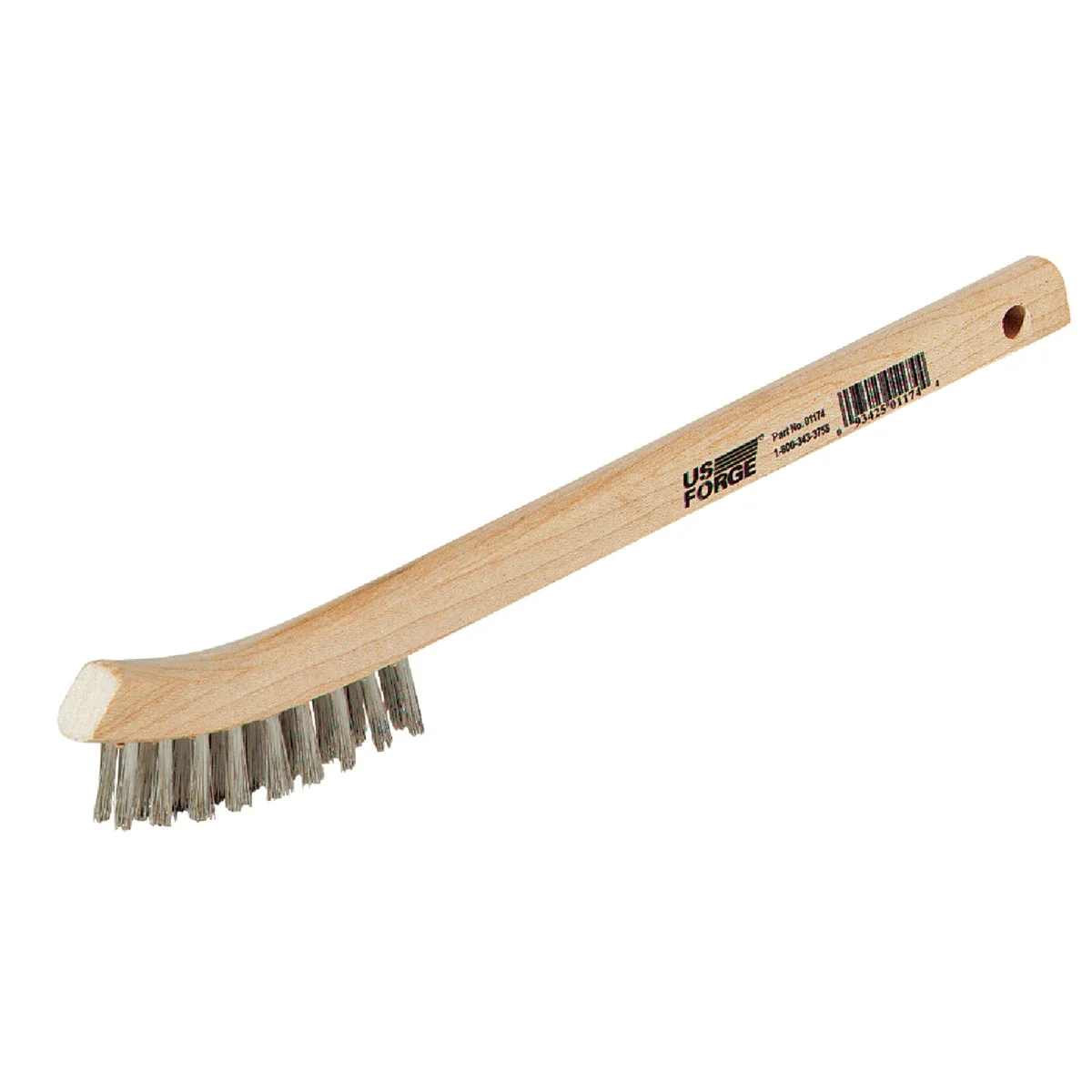Smart Forney 7-3 4 In. Curved Wood Handle Wire Brush with Stainless Steel Bristles Dependable