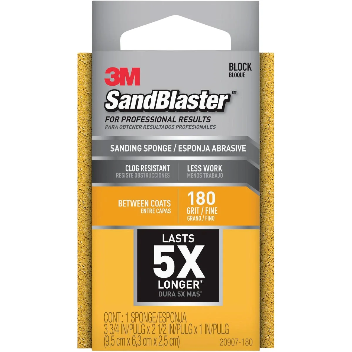 Effective 3M SandBlaster Between Coats 2-1 2 In. x 3-3 4 In. x 1 In. 180 Grit Fine Sanding Sponge Dependable