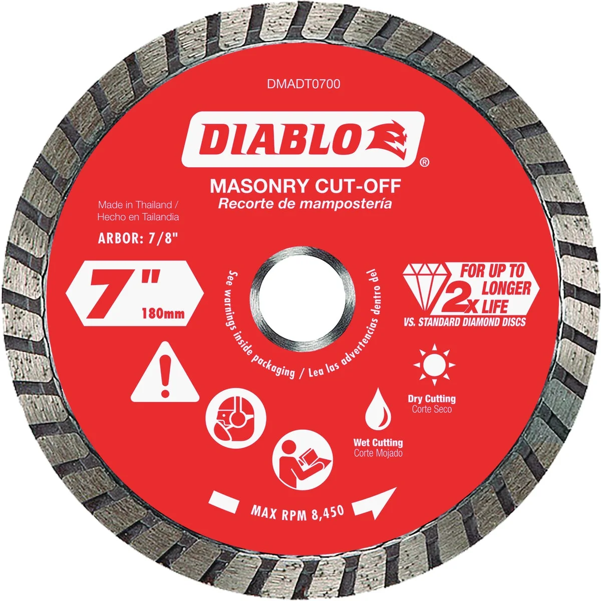 Trendy Diablo 7 in. Diamond Continuous Rim Turbo Dry Wet Diamond Blade Smart